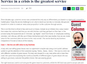 Service in a crisis is the greatest service